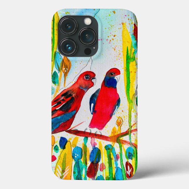 Rosella birds in tree watercolor art Case-Mate iPhone case (Back)