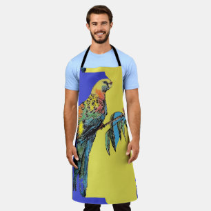Rosella Parrot Watercolor Colourful Blue Art Apron