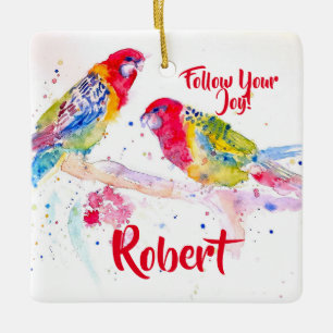 Rosella Parrot Watercolor Husband Name Decoration