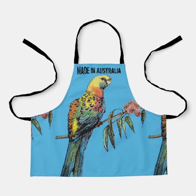 Rosella Parrot Watercolor Made In Australia Apron (Front)
