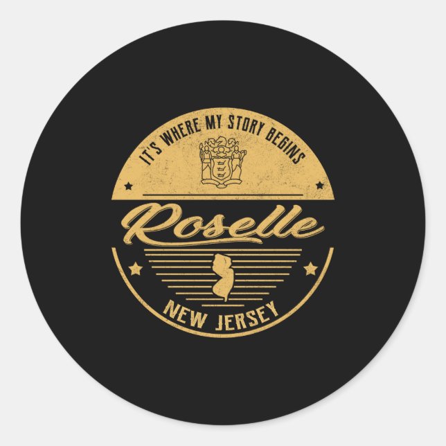 Roselle New Jersey Its Where My Story Begins _1  Classic Round Sticker (Front)