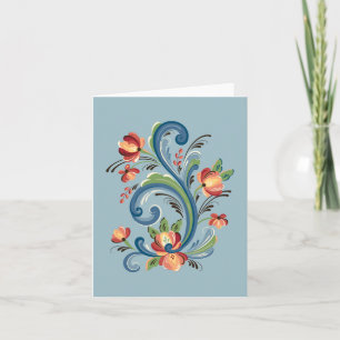 Rosemaling in Blue and Red Greeting Card