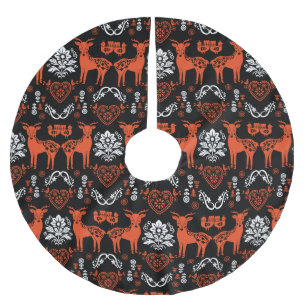 Rosemaling Norwegian Folk Art Brushed Polyester Tree Skirt