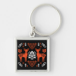 Rosemaling Norwegian Folk Art Key Ring