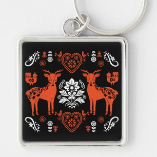 Rosemaling Norwegian Folk Art Key Ring