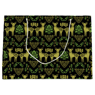 Rosemaling Norwegian Folk Art Large Gift Bag