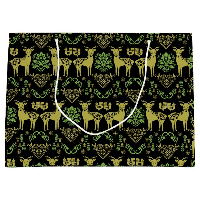 Rosemaling Norwegian Folk Art Large Gift Bag (Front)