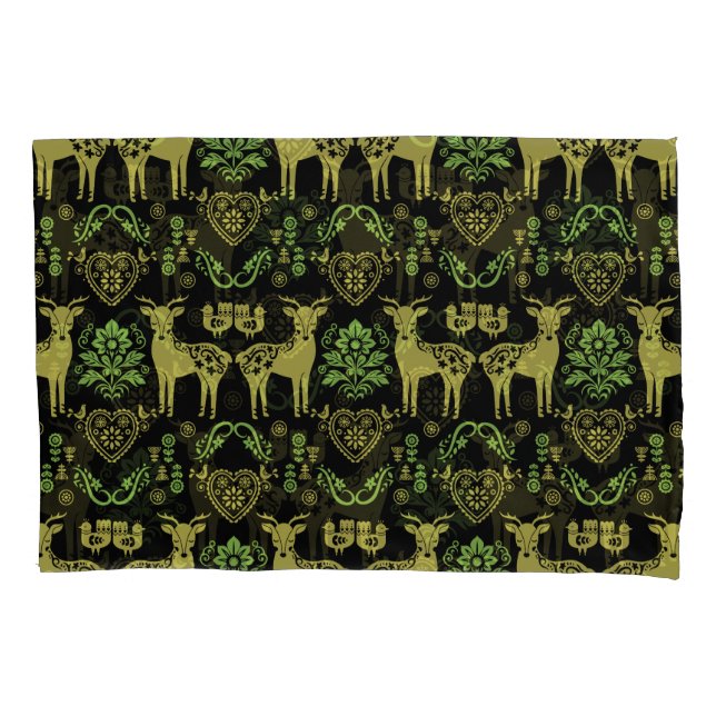 Rosemaling Norwegian Folk Art Pillowcase (Front)