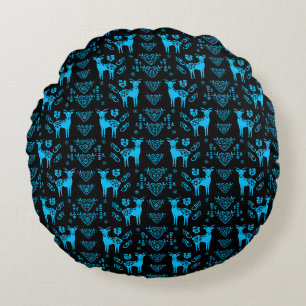 Rosemaling Norwegian Folk Art Round Cushion