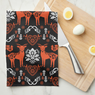 Rosemaling Norwegian Folk Art Tea Towel