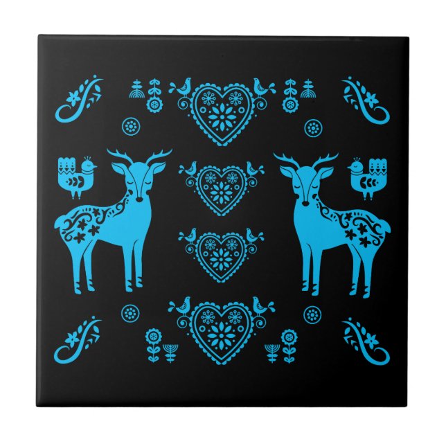 Rosemaling Norwegian Folk Art Tile (Front)