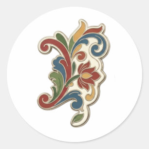 Rosemaling vinyl sticker! classic round sticker