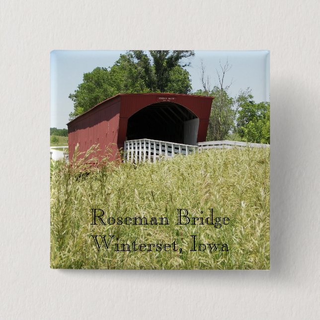 Roseman Bridge Winterset, Iowa 15 Cm Square Badge (Front)