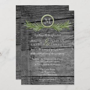 Rosemary and Rustic Wood Wedding Invitation