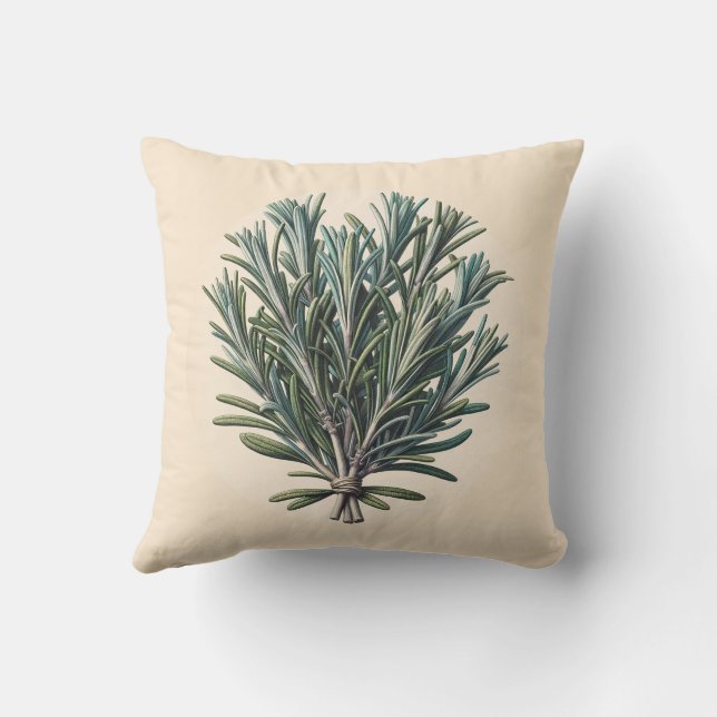 Rosemary Bunch Vintage Botanical Apothecary Plant Cushion (Back)