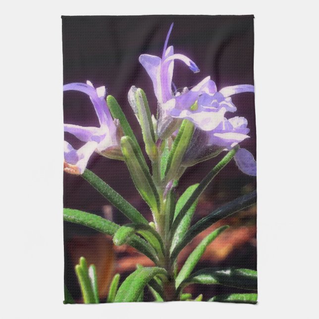 Rosemary Flowers Tea Towel (Vertical)
