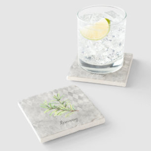 Rosemary Herb Botanical Watercolor Stone Coaster
