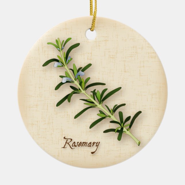 Rosemary Herb Ceramic Tree Decoration (Front)
