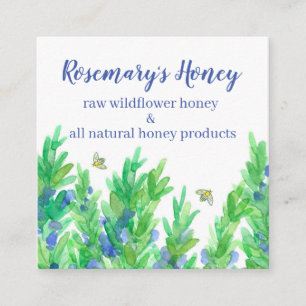 Rosemary Herb Honeybees Watercolor Square Business Card