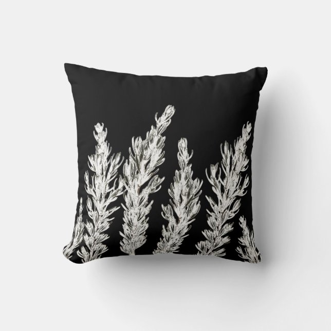 Rosemary Herb Leaves Branch Cushion Throw Pillow (Front)