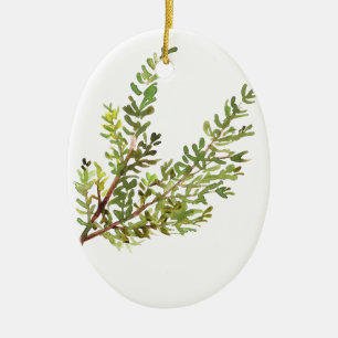 Rosemary herb Watercolor greenery herbs green Ceramic Tree Decoration