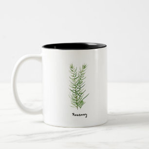 Rosemary herbs kitchen garden plants watercolor Two-Tone coffee mug