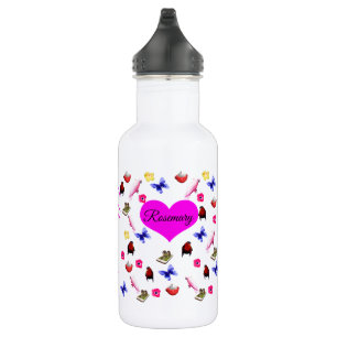 Rosemary, Name, With Bunnies, Butterflies, Birds, 532 Ml Water Bottle