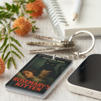 Rosemary’s Kitten – Vintage Horror Cat Parody Key Ring