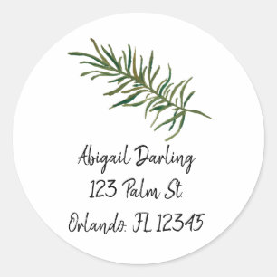 Rosemary Sprig Illustration Custom Address Classic Round Sticker