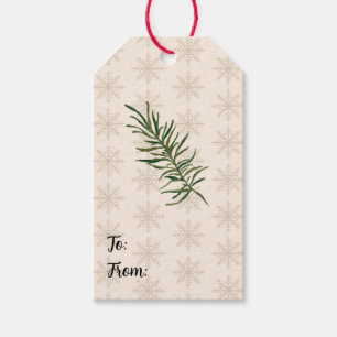 Rosemary Sprig Snowflake Pattern Gift Tags
