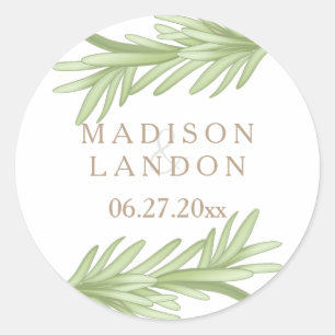 Rosemary Sprigs Herbal Wedding Names Classic Round Sticker