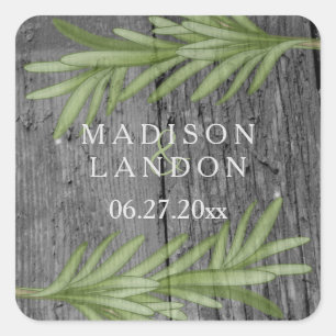 Rosemary Sprigs Herbal Wedding Names Square Sticker