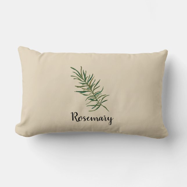 Rosemary Spring Herb Throw Pillow (Front)