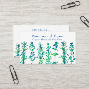 Rosemary Thyme Bee Watercolor Herbs Business Card
