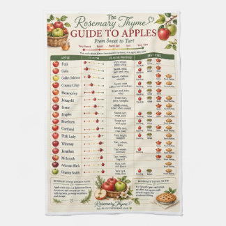 Rosemary Thyme Guide to Apples Kitchen Towel