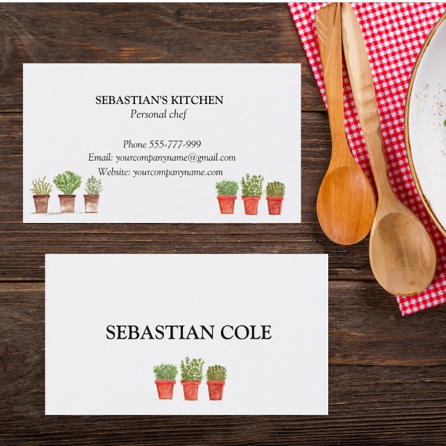 Rosemary Thyme Sage Herbs Culinary Chef Pots Business Card (Creator Uploaded)