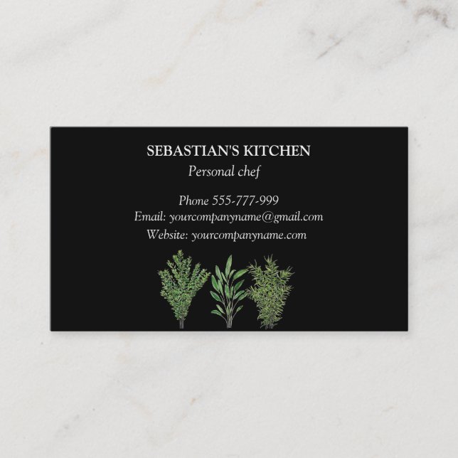 Rosemary Thyme Sage Herbs Culinary Chef Pots Business Card (Front)