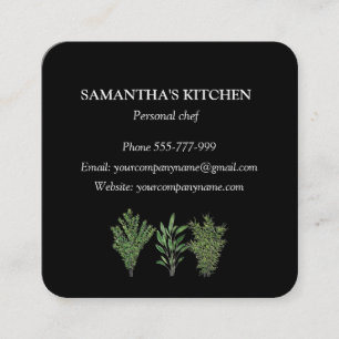 Rosemary Thyme Sage Herbs Culinary Chef Pots Square Business Card