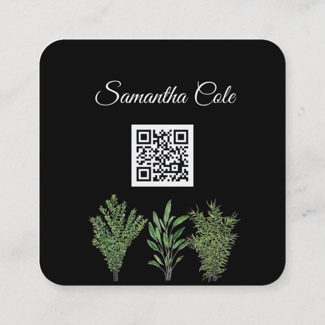 Rosemary Thyme Sage Herbs Culinary Chef Pots Square Business Card (Back)
