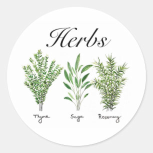 Rosemary Thyme Sage Herbs Culinary Kitchen Chef Classic Round Sticker