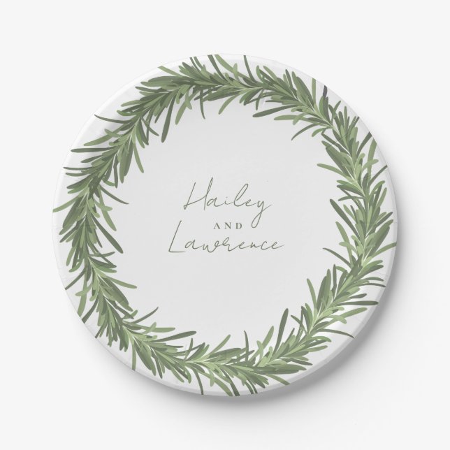 Rosemary wreath custom design paper plate (Front)