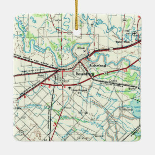 Rosenberg TX Vintage Map Ceramic Ornament