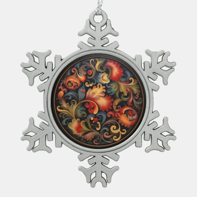 Rosepaint Modern 2 of 6 Snowflake Pewter Christmas Ornament (Front)