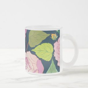 Roses 16 frosted glass coffee mug
