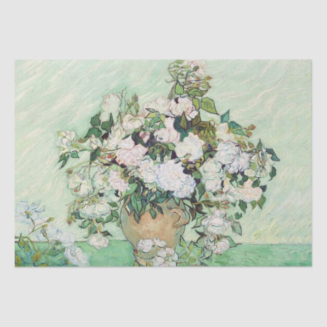 Roses 1890 by Vincent Van Gogh Floral Tissue Paper (Front)