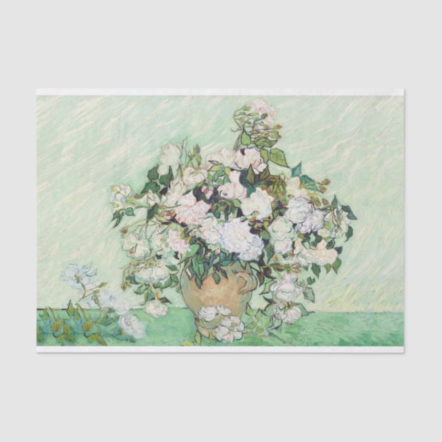 Roses 1890 by Vincent Van Gogh Tissue Paper (Front)
