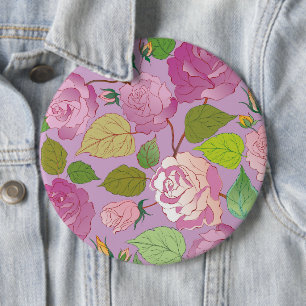 Roses 18 6 cm round badge