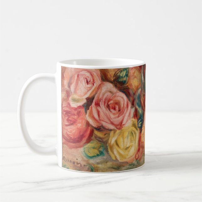 Roses (1912) by Pierre-Auguste Renoir Fine Art Coffee Mug (Left)