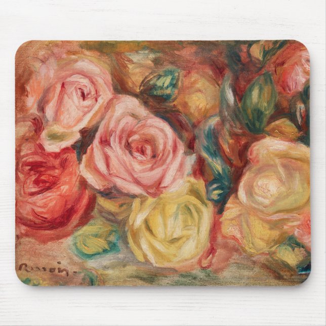 Roses (1912) by Pierre-Auguste Renoir Fine Art Mouse Mat (Front)