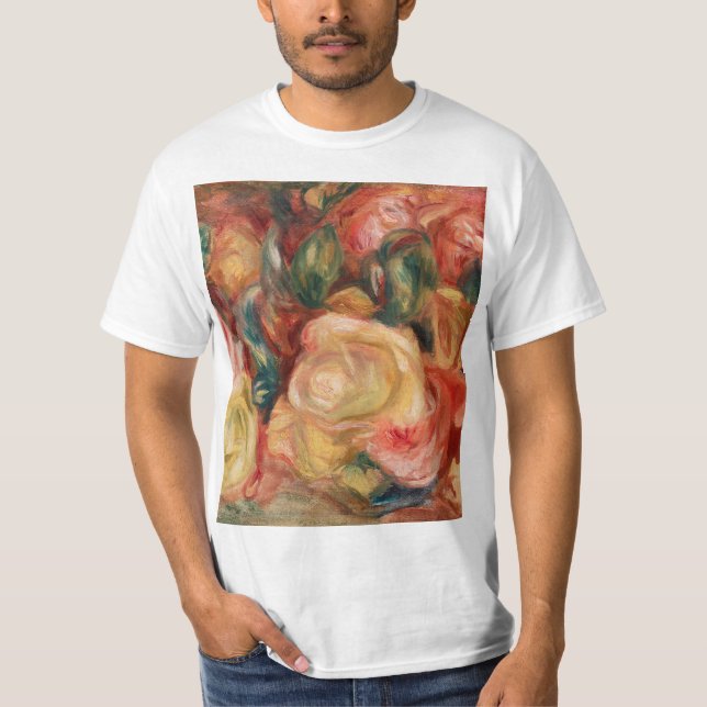 Roses (1912) by Pierre-Auguste Renoir Fine Art T-Shirt (Front)